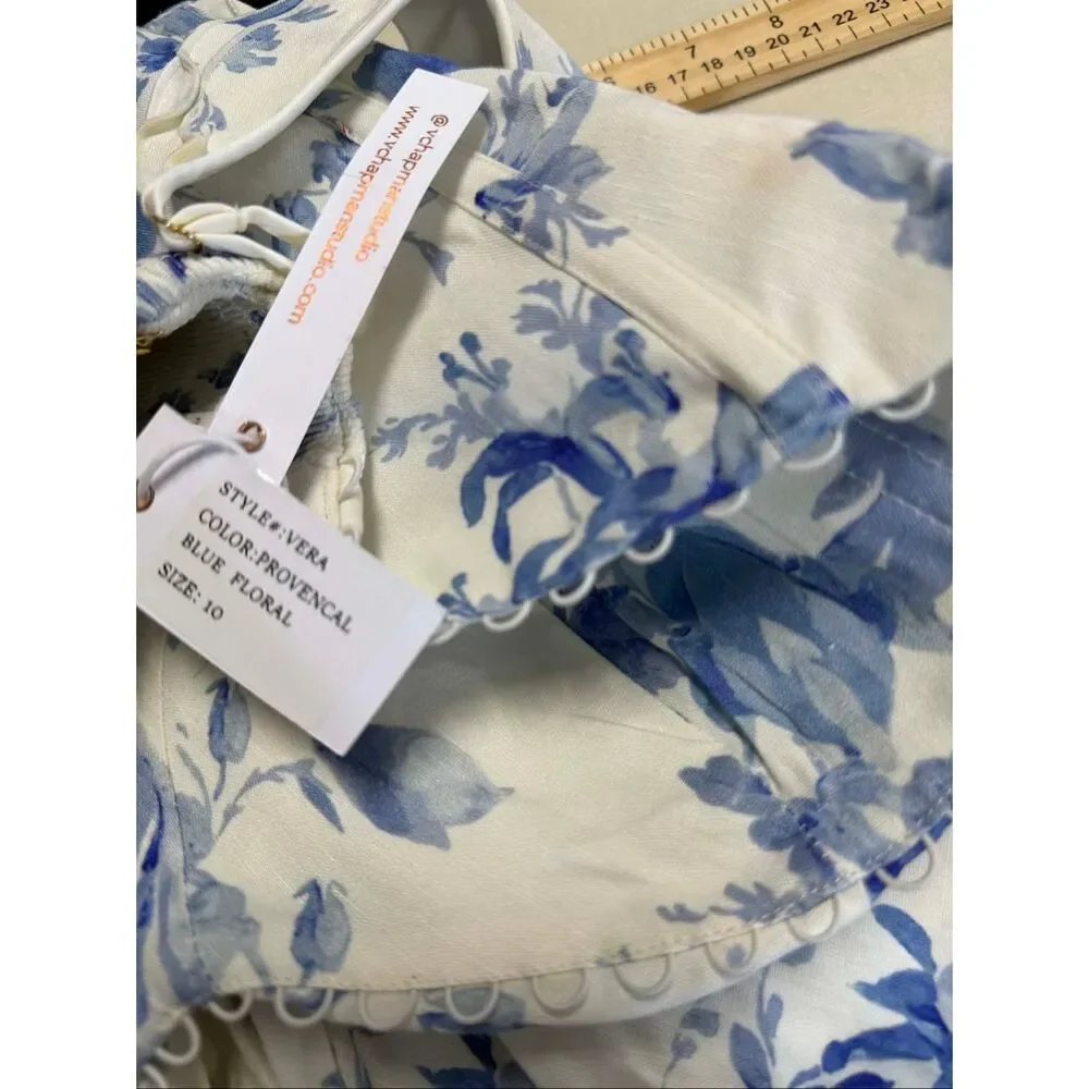 New Anthropologie V. Chapman Vera Ruffle-Strap Corset Side-Slit Midi Dress Size - Picture 11 of 13